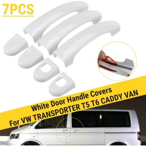 6 7 8 9 PCS Set Car Gloss Black White Door Handle Covers For VW Transpoter T5 T6 Caddy Van 2003-2015 Car Accessories Stickers