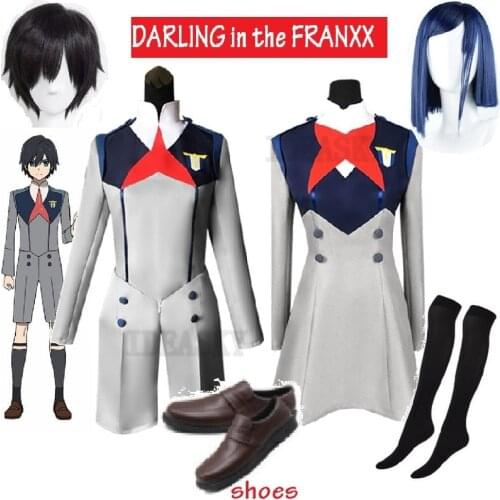 DARLING in the FRANXX Cosplay HIRO ICHIGO MIKU KOKORO Zero Two Cosplay School Uniform Costume Wig shoes Anime Halloween Outfit