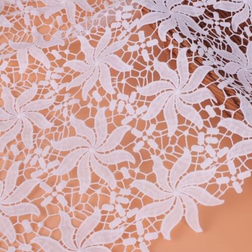 Guipure Floral Overlay Lace Fabric Hollow Out Water soluble Lace fabric For DIY Garment Party Wedding Dress Bridal Gown 1 Yard