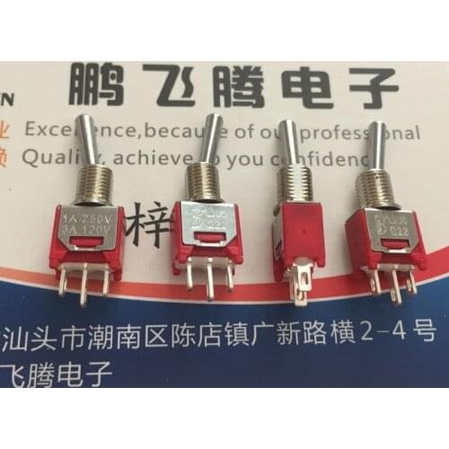 1PCS 2MS1T1B1M1QES Taiwan Dailywell Q22 miniature button switch 3 feet 2 files single-way shaking head rocker arm 1A250V