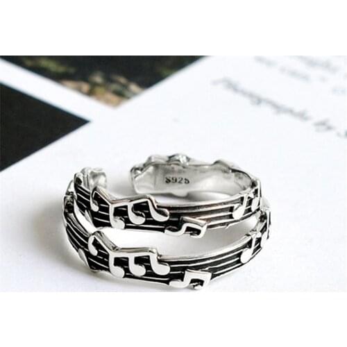 Miuoxion Retro Musical Notes Ring Simple Heavy Industry Personality Jewelry For Women Feature Namour Charm Gift All Seasons