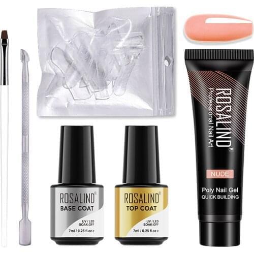Poly Nail Gel Quick Building Nail Extension Kits False Nail Base/Top UV LED Soak Off Nail Brush Nail Art Tool Manicures Set