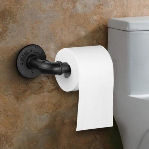 2021 New Heavy Duty Rustic Industrial Pipe Toilet Paper Holder Vintage Wall Mounted Kit