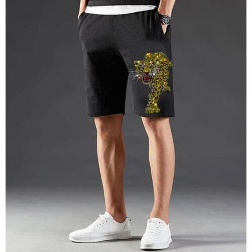 New Shorts Men Hot Sale Summer Leisure Knee Length Shorts Color Rhinestones Joggers Short Men Hot drill Shorts