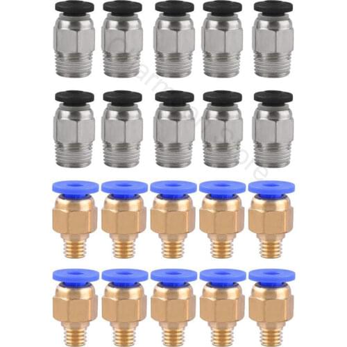 PC4-M10 Straight Pneumatic Fitting Push to Connect + PC4-M6 Quick in Fitting for 3D Printer Bowden Extruder 20pcs/lot