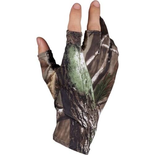 Fingerless Hunting Fishing Camo Gel Glove Camouflage Comfortable Anti Slip Elastic Fishing Gloves Skidproof Nonslip