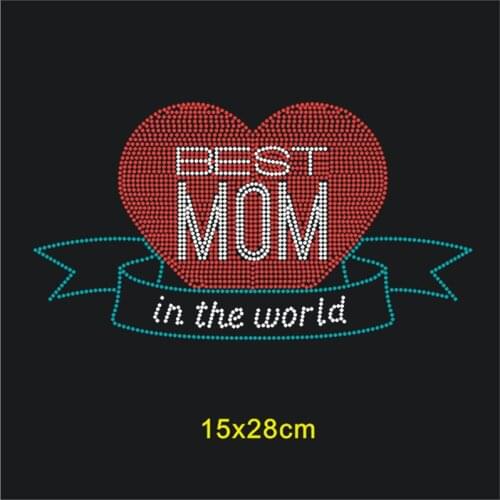 SINUAN Hotfix Transfer MOM Day Glass Crystal Iron-On Patches For Clothes Customize Stripes Applique Felt Decoration