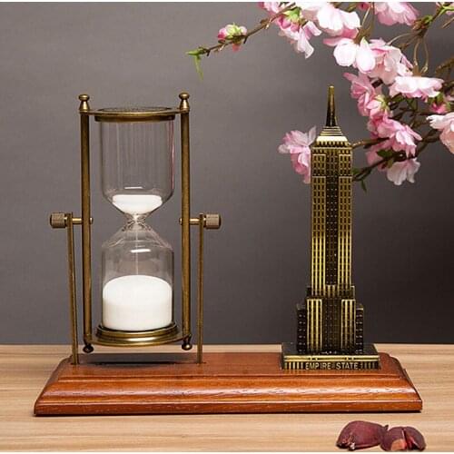 30min Retro Metal Flip Hourglass Wood base Home Living Room Aesthetic Decorations Valentines Day Christmas Gift for Girl