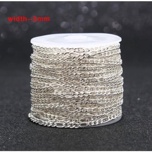3MM width silver plated Stainless Steel Figaro Link Chain for DIY jewelry carft making