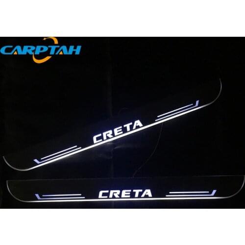 Carptah 4PCS For Hyundai Creta 2016 - 2018 2019 Moving Light LED Car Door Sill Scuff Plate Pathway Dynamic Streamer Welcome Lamp