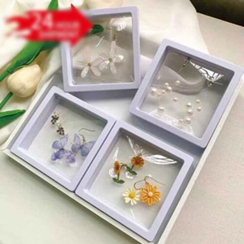 Transparent Ring Earrings Suspension Display Stand Elastic PE Film Rack Case Dustproof Bead Bracelet Pendant Jewelry Storage Box