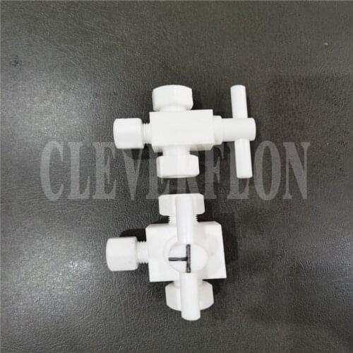 PTFE F4 tube union 3 way ball valve