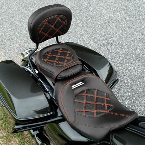Motorcycle Driver Passenger Seat with Backrest Pad For Harley Touring Street Glide Road Glide 2009-2021