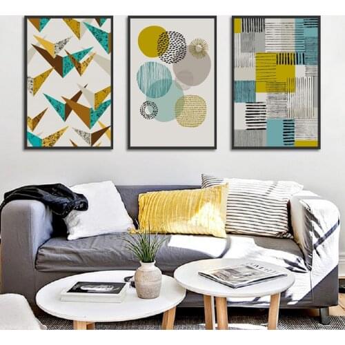 Nordic Decoration Home Wall Art Poster Minimalist Geometric Mosaic Art Pattern Canvas Painting Modular Picture for Bedroom Decor