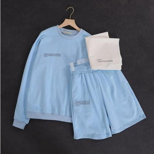 Mens Tracksuit Autumn Clothes Sportswear Two Piece Set Crewneck Sweatshirt + Drawstring Shorts Men Casual Jogger Sweathshorts