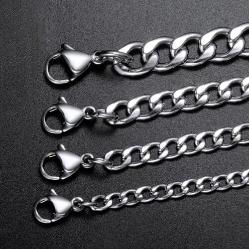 TJP Chain Necklace mens 316L Stainless Steel long Necklace Silver chain on the neck hip hop Figaro Necklace NK Gifts for Men