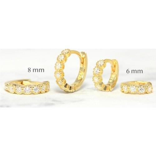 Womens Earrings 925 Sterling Silver White Zircon Small Round Earrings Pendientes Huggie Earrings Gold Silver Wedding Jewelry