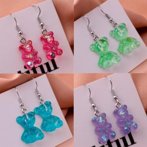 Hot Selling Cartoon Animal Bear Earrings for Women Different Styles Multicolor Bear Drop Earrings Cute Party Jewelry Gifts