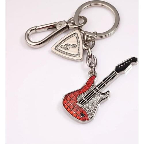 Cute guitar keychain for women note key chain key ring high quality sleutelhanger portachiavi chaveiro llaveros bag charm