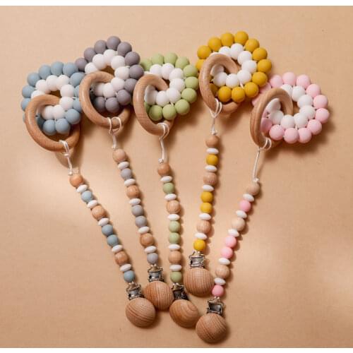 1Pcs Baby Pacifier Clips Food Grade Silicone Beads Pacifier Chains Infant Teether Teething Dummy Holder Nipple Clip BPA Free