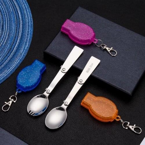 1Pcs Cookware outdoor utensil travel portable cutlery tableware Spork fork flatware Picnic camp backpack stainless steel fold