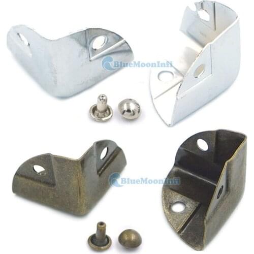 12/25/60 sets / Lot Wooden Box Case Edge Corners Protectors Bracket with Double Round Cap Rivet 7/8" 22MM 1.1" 28MM