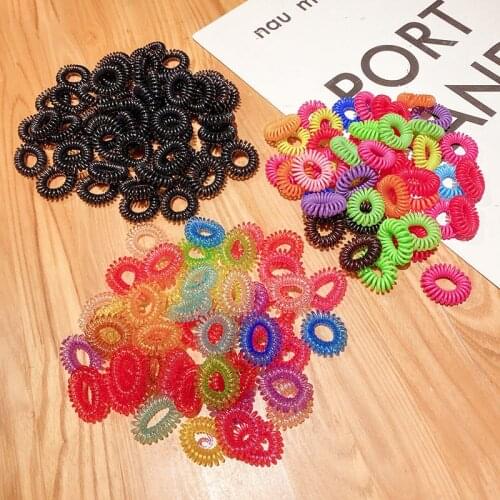 20PCS Candy Colors Elastic Hair Bands For Girls Telephone Wire Elastic Hair Bands Ties Rings Ponytail Holder Hair Accessories