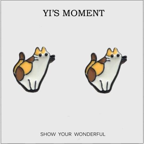 2019 birthday Gift Enamel stud Earrings cat Earring for kids