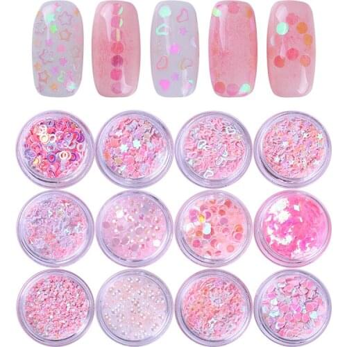 1 box Sweet Love Heart-shaped Nail 3D Flakes Colorful Irregular Flakes Sequins Nail Art Decorations Slices Art Accessories