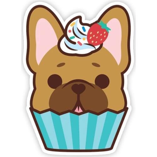 A0141# 13 cm/17 cm Self-adhesive Decal French Bulldog Cupcake Car Sticker Waterproof Auto Decors on Bumper Rear Window Laptop