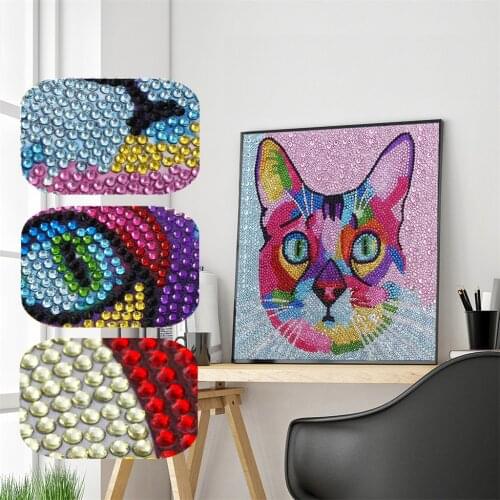 5D Special Shaped Full Drill Cats Diamond Painting Rhinestones Colorful Animal Diamond Embroidery Cross Stitch Diamond Mosaic