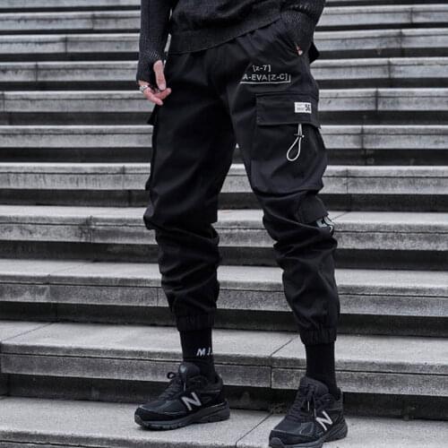 Thick Tactical Hip Hop Autumn Pockets Japan Style Cargo Pants Men Streetwear Casual Pencil Letter Track Trousers Bottoms