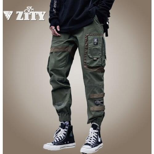Mens Hip Hop Cargo Pants Men Harajuku Harem Pant Joggers Sweatpant Male Multi-Pocket Casual Pants High Street Streetwear