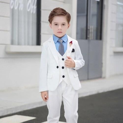 Flower Boy Black 007 Dress Luxurious Wedding Suit Prince Jacket Vest Pants 3Pcs Children Piano Show Performance Party Costume