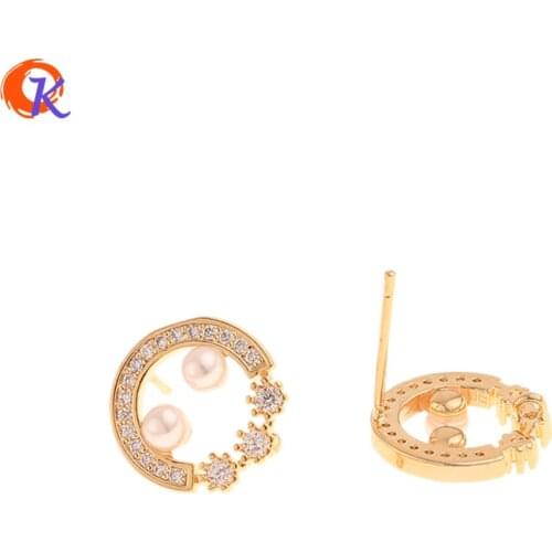 Cordial Design 20Pcs 12*12MM Jewelry Accessories/Hand Made/Imitation Pearl/Genuine Gold Plating/DIY Making/CZ Earrings Stud