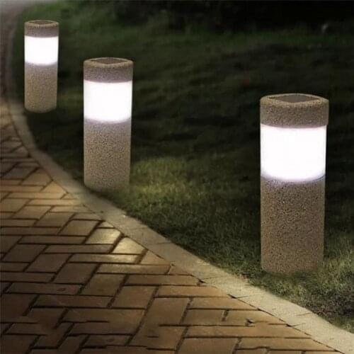 Solar Lawn Light Solar Power Stone Pillar LED Lights Outdoor Garden Pathway Lamp Waterproof Patio Courtyard Landscape Lamps