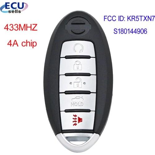 FSK 433MHz 4A Chip Smart Remtoe Key 5 Button for Nissan Maxima 2019-2020 FCC ID: KR5TXN7 Continental: S180144906
