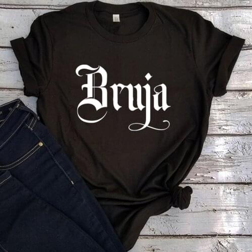 Bruja Gothic Letters Graphic T Shirts Halloween Horror Movie Vintage Clothes Woman Plus Fashion Kawaii Clothes Witch Tees Black
