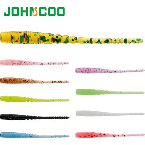 JOHNCOO 20pcs TPE Floating Soft Bait 45mm 0.2g Jig Worm Wobblers Swimbait UL Fishing Lure Trout Jig Soft Lure