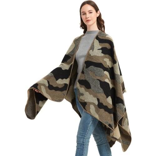 Street style 130*150cm Camouflage Split fork jacquard shawl Scarf Wraps Winter Neck Scarves Pashmina Lady Hijab Luxury New 2021