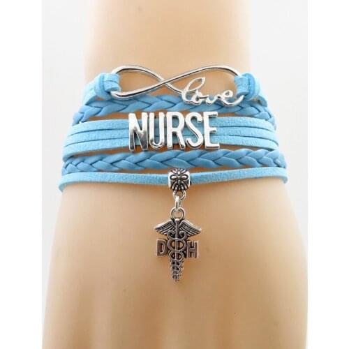 Love prefossion nurse Bracelet Medical Charm bracelet leather bracelets & bangle for women jewelry Angel nurse gift