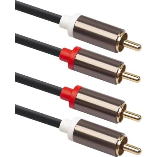 Aluminum Alloy Shell Copper Conductor Gold-plated Head 2rca Double Lotus Male To Male Audio Cable Composite RCA Cable