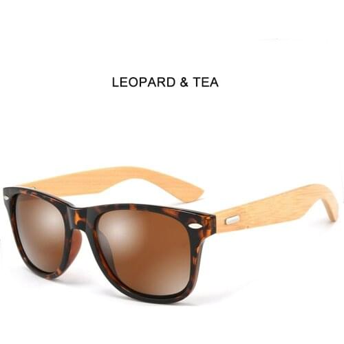 2020 Fashion Leopard glasses Wood Sunglasses for Men Women With Plastic Frame Bamboo Wooden Arms Glass