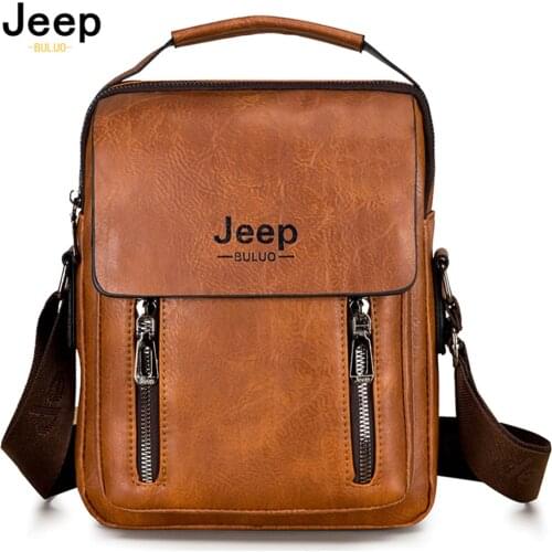 JEEP BULUO Brand Mens Messenger Shoulder Bag High Quality 2021 New PU Crossbody Bags For Men Tote Business Casual Big Space