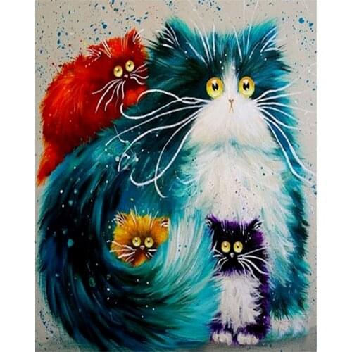 5D DIY Poured Glue Diamond Painting Kits Scalloped Edge Cat Animals Full Round With AB Drill Wall Pictures For Living Room Gift
