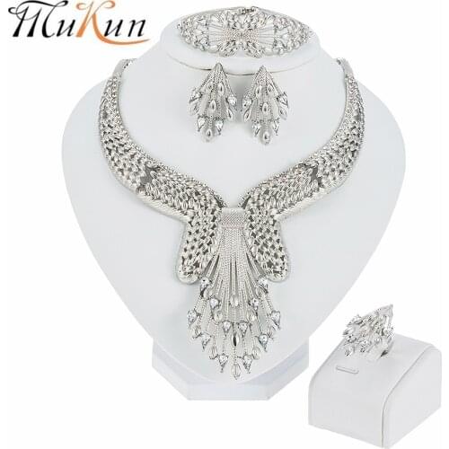 Fashion Wholesale New Jewelry collection African brides wedding gifts women necklace earrings collection wife jewelry set
