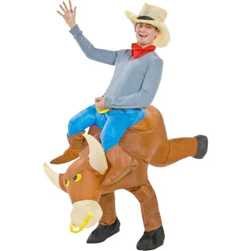 Ride on Ox Inflatable Bull Costume Adult Kids Half Body Halloween Cosplay Party Costumes Funny Clothing for Women Men