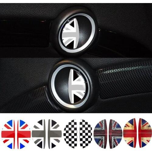 2pcs/Lot Flag Interior Door Handle Stickers Decal Car Styling For Mini Cooper R55 R56 R60 R61 F54 F55 F56 F60 Clubman Countryman