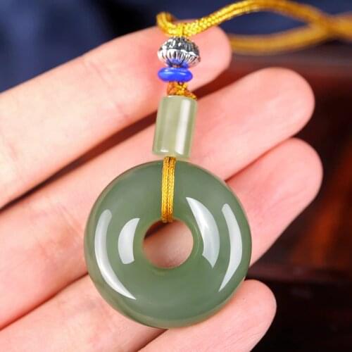 Natural Jade Pendant Hand-carved Jadeite Pendants Men Fine Necklaces Women with Chain Fashion Jewelry