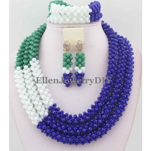 New Arrived Nigerian Wedding beads jewelry Set Necklace African Beads jewelry sets Classic Women Crystal Jewelry Set W10912